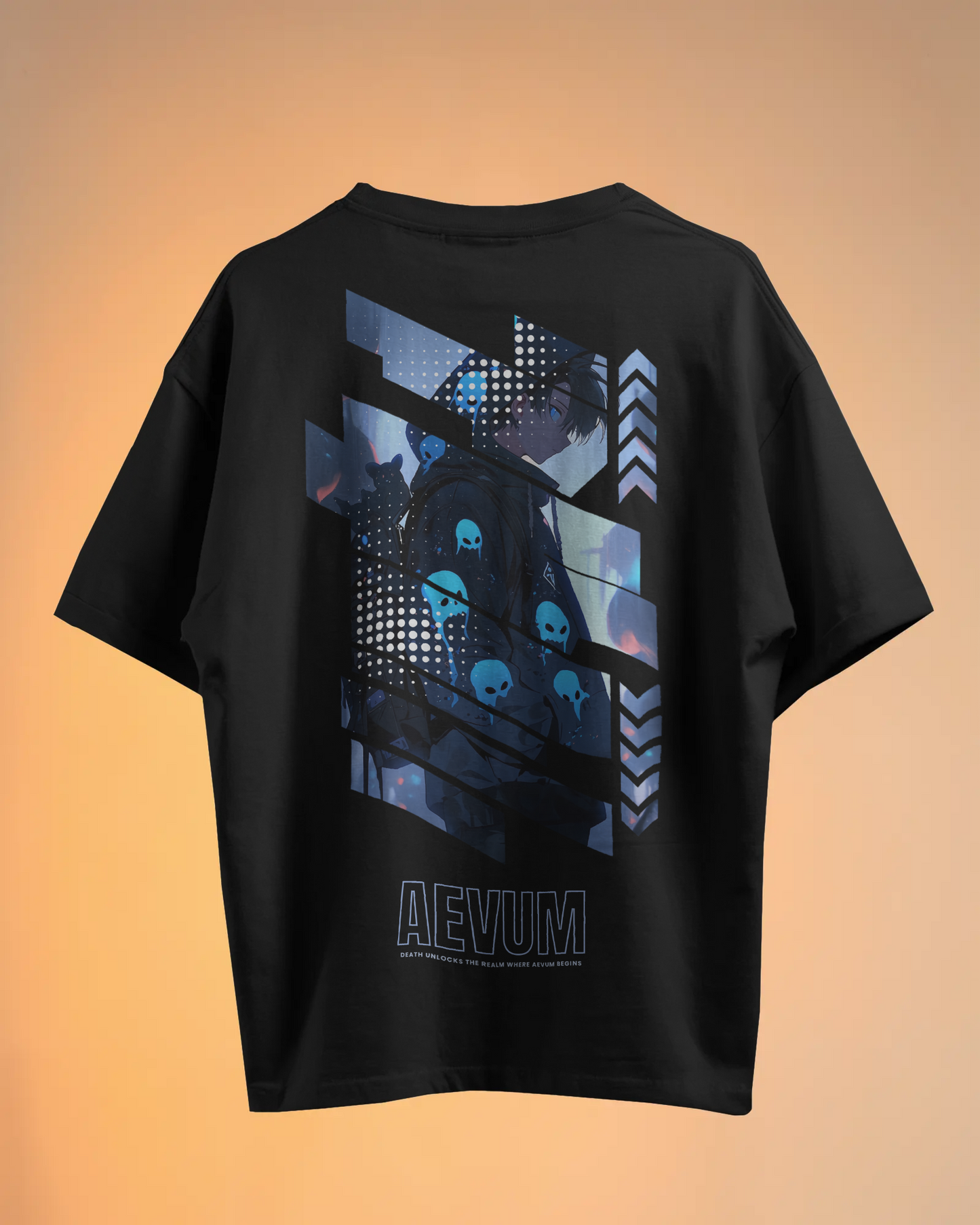 Blexee Men's Black Aevum Graphic Printed Oversized T-shirt