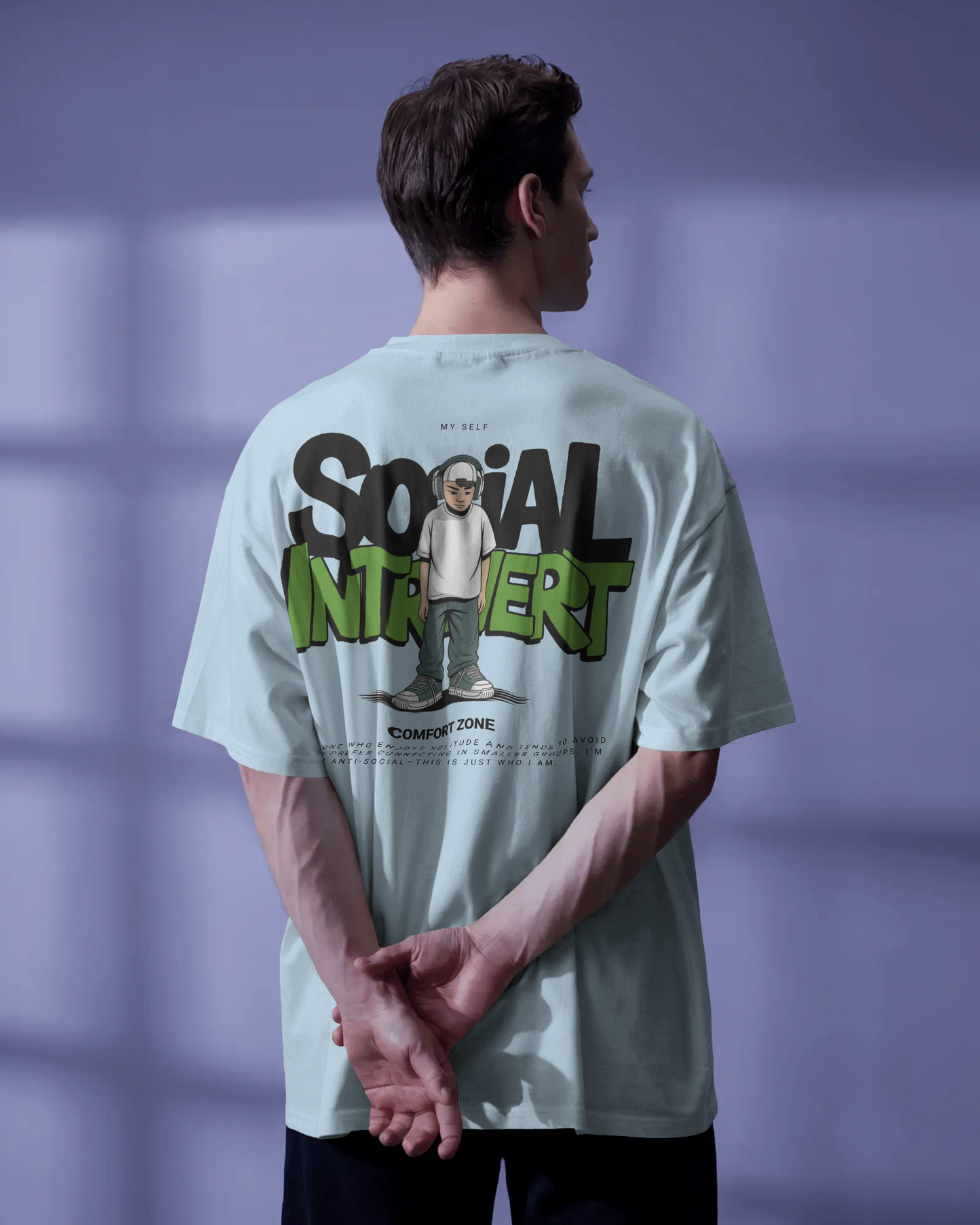 Blexee Men’s Social Introvert Oversized T-shirt