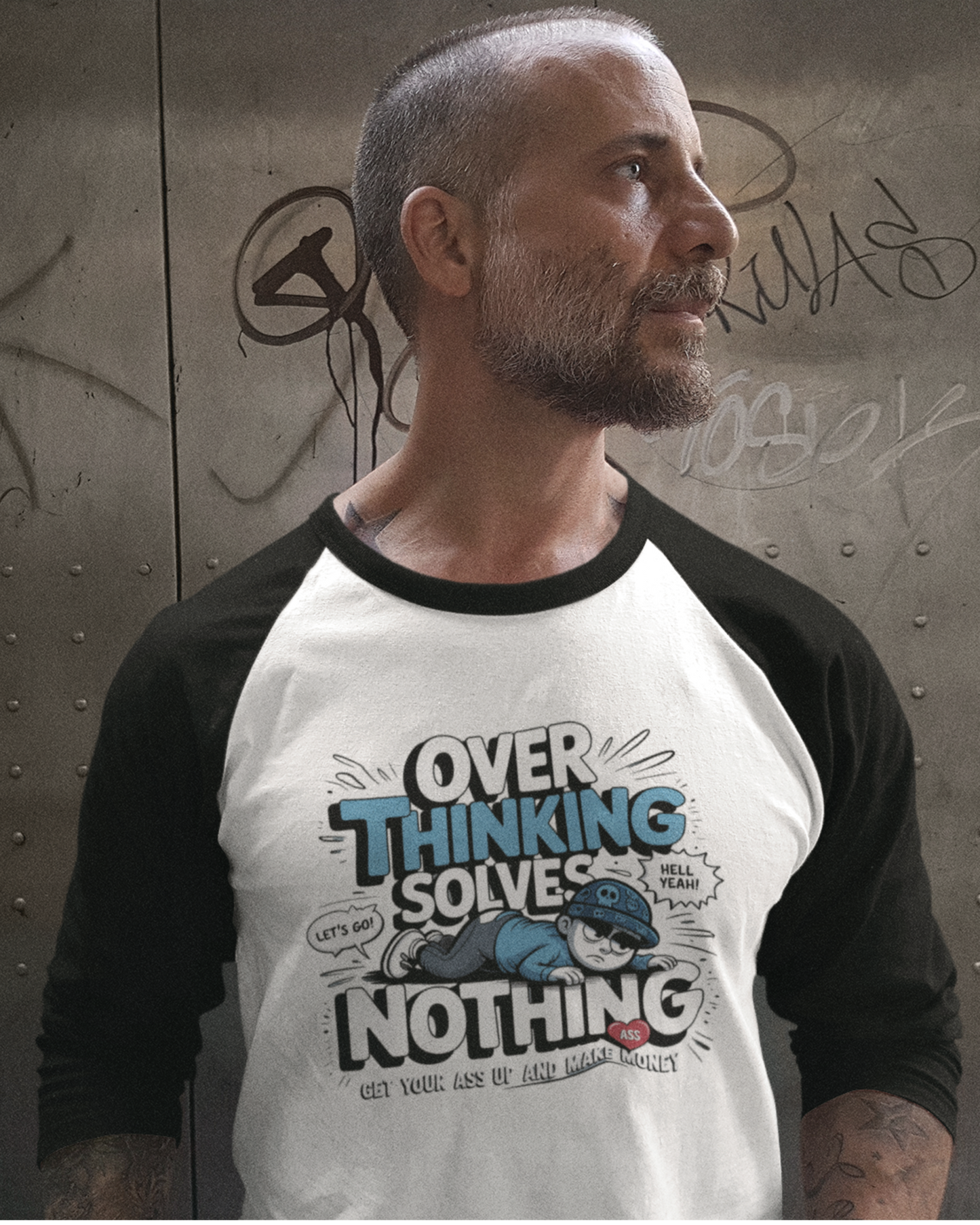 Blexee Men’s Over Thinking Solves Nothing Raglan T-Shirt
