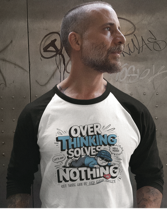Blexee Men’s Over Thinking Solves Nothing Raglan T-Shirt