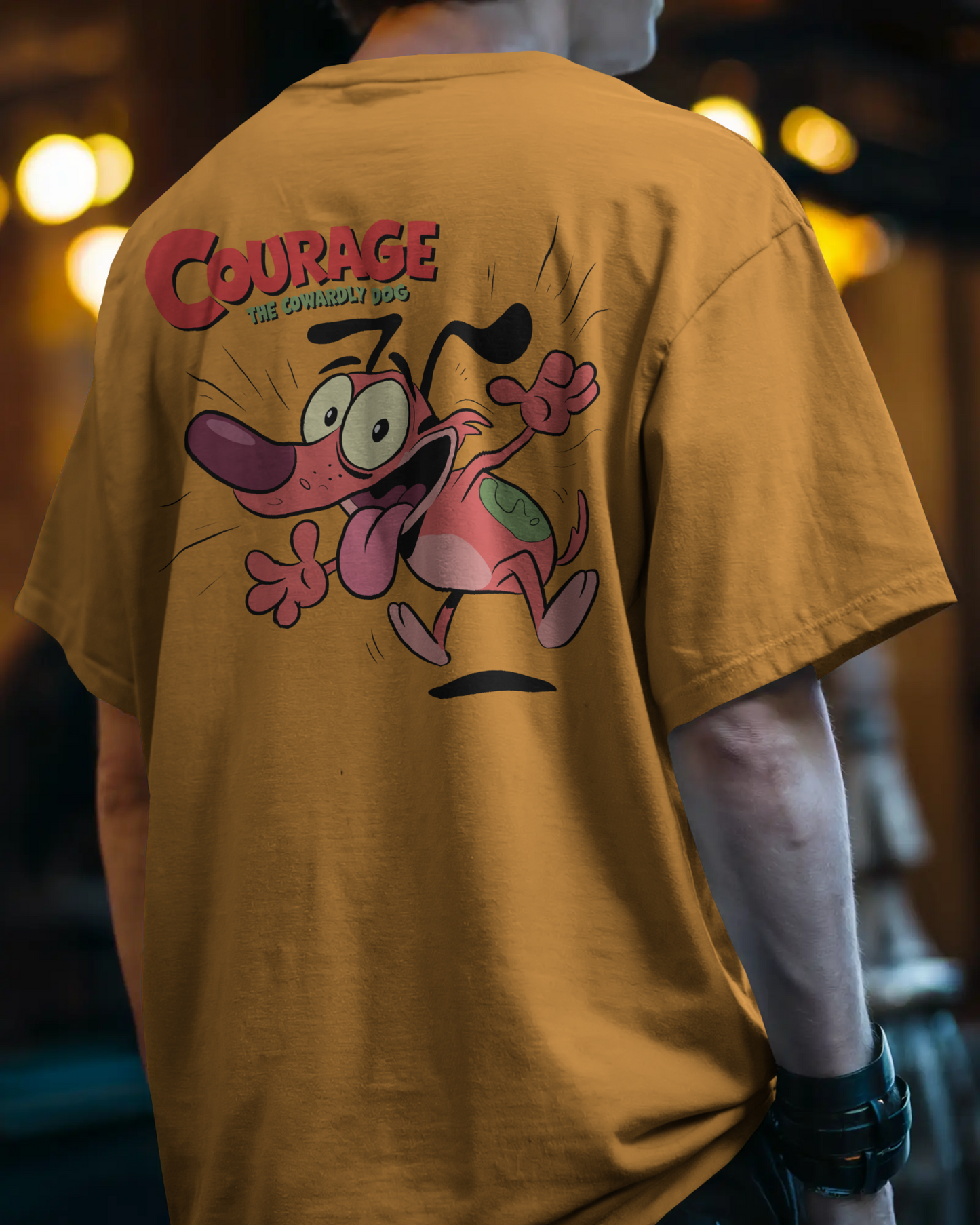 Blexee Mens Courage The Cowardly Dog Oversized T-Shirt