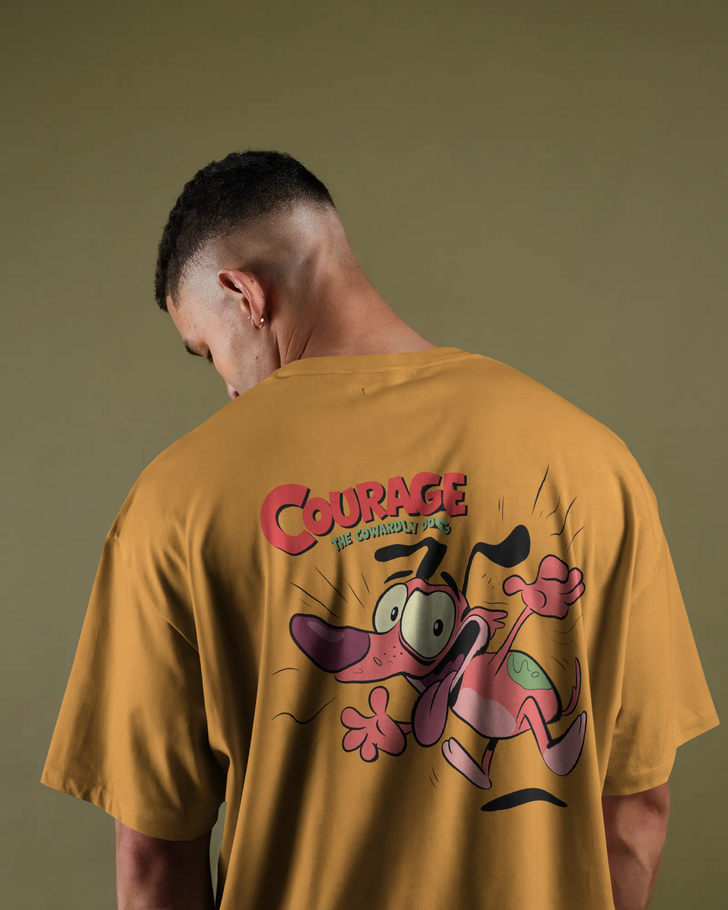 Blexee Mens Courage The Cowardly Dog Oversized T-Shirt