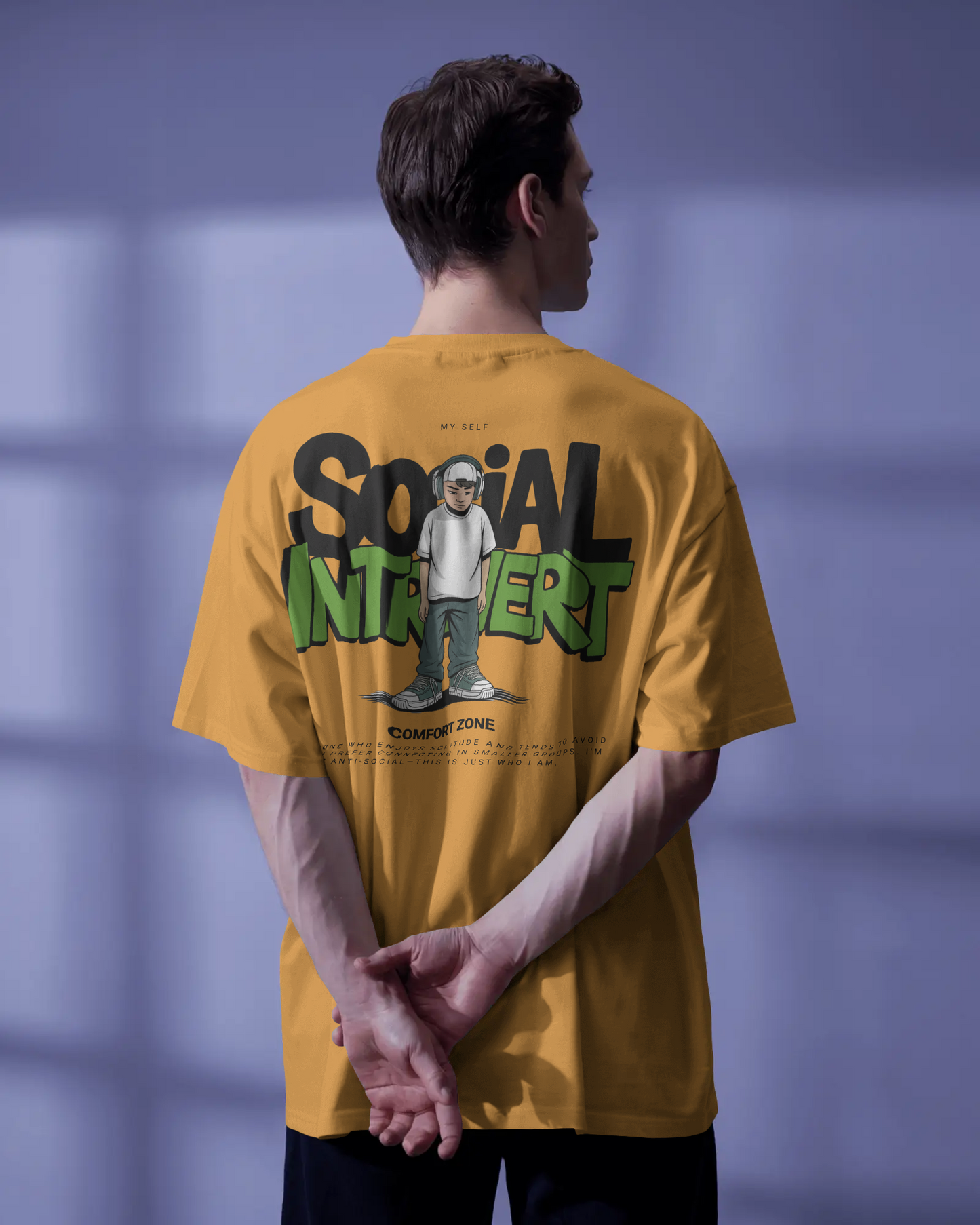 Blexee Men’s Social Introvert Oversized T-shirt