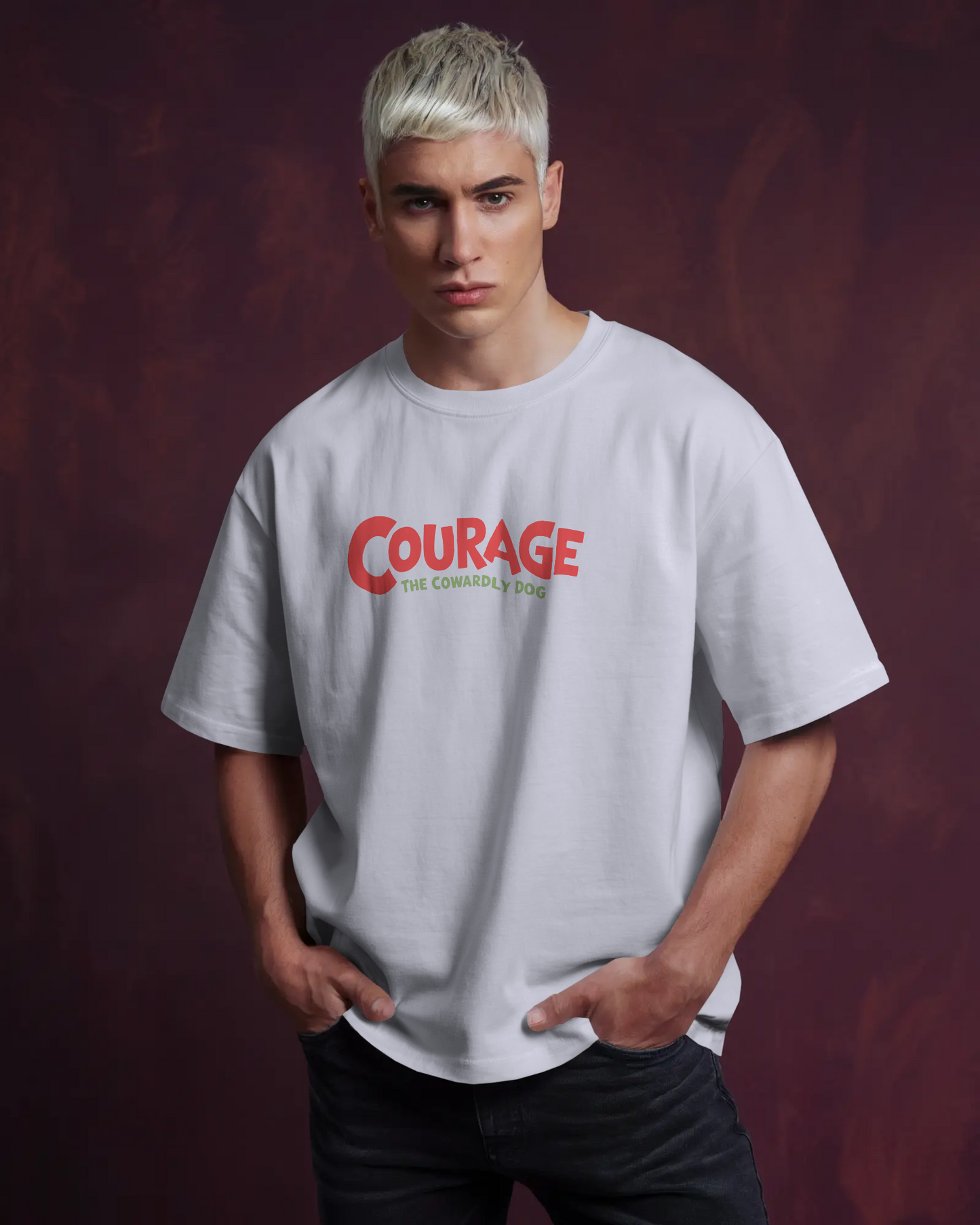 Blexee Mens Courage The Cowardly Dog Oversized T-Shirt