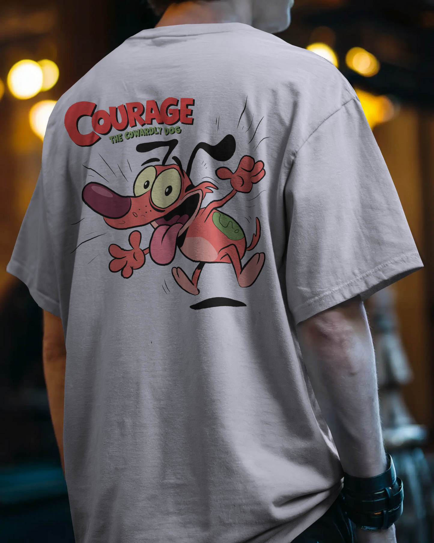 Blexee Mens Courage The Cowardly Dog Oversized T-Shirt