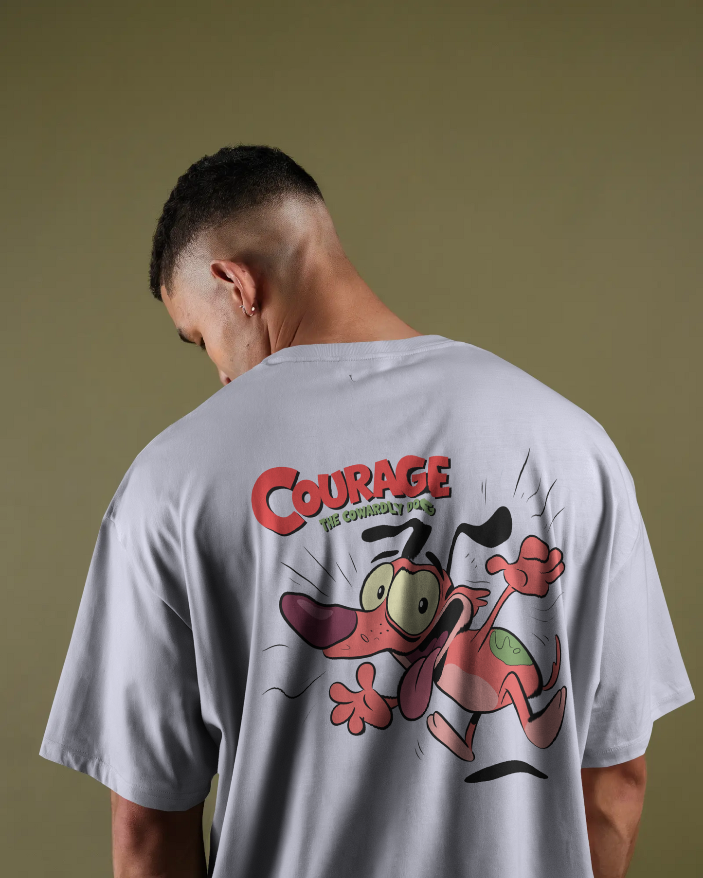 Blexee Mens Courage The Cowardly Dog Oversized T-Shirt