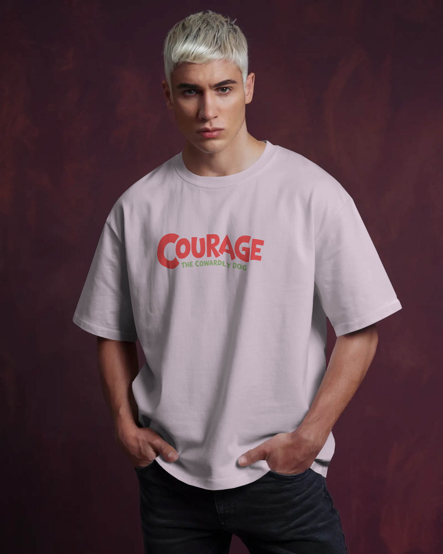 Blexee Mens Courage The Cowardly Dog Oversized T-Shirt