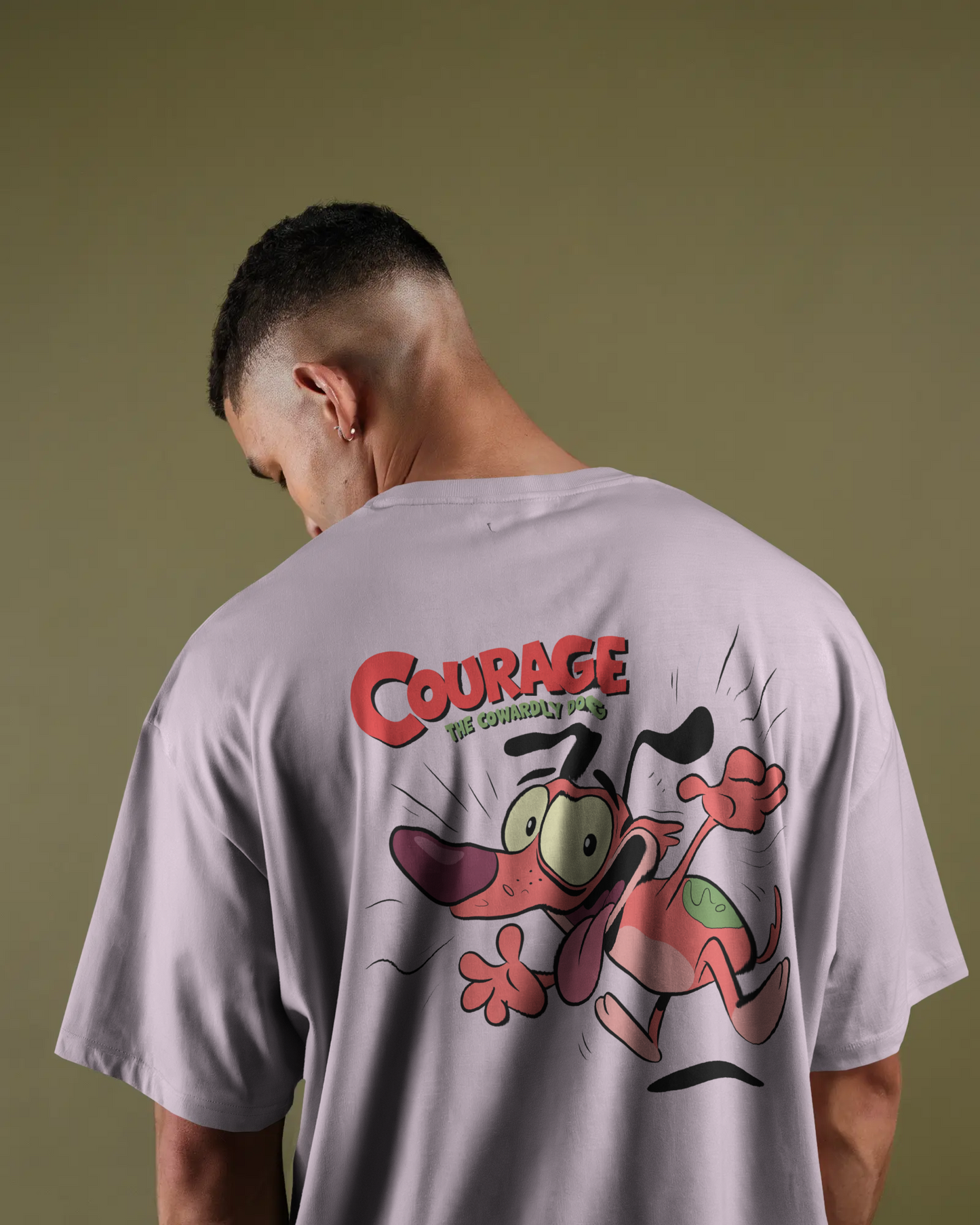 Blexee Mens Courage The Cowardly Dog Oversized T-Shirt