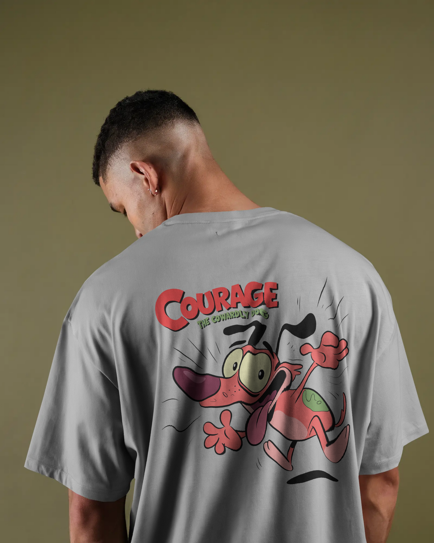 Blexee Mens Courage The Cowardly Dog Oversized T-Shirt
