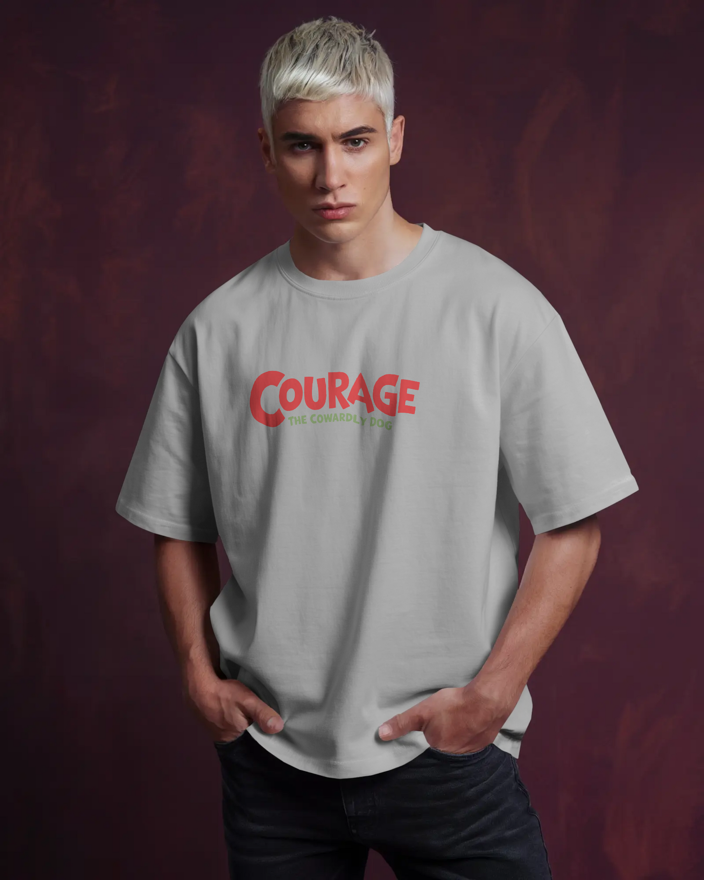 Blexee Mens Courage The Cowardly Dog Oversized T-Shirt