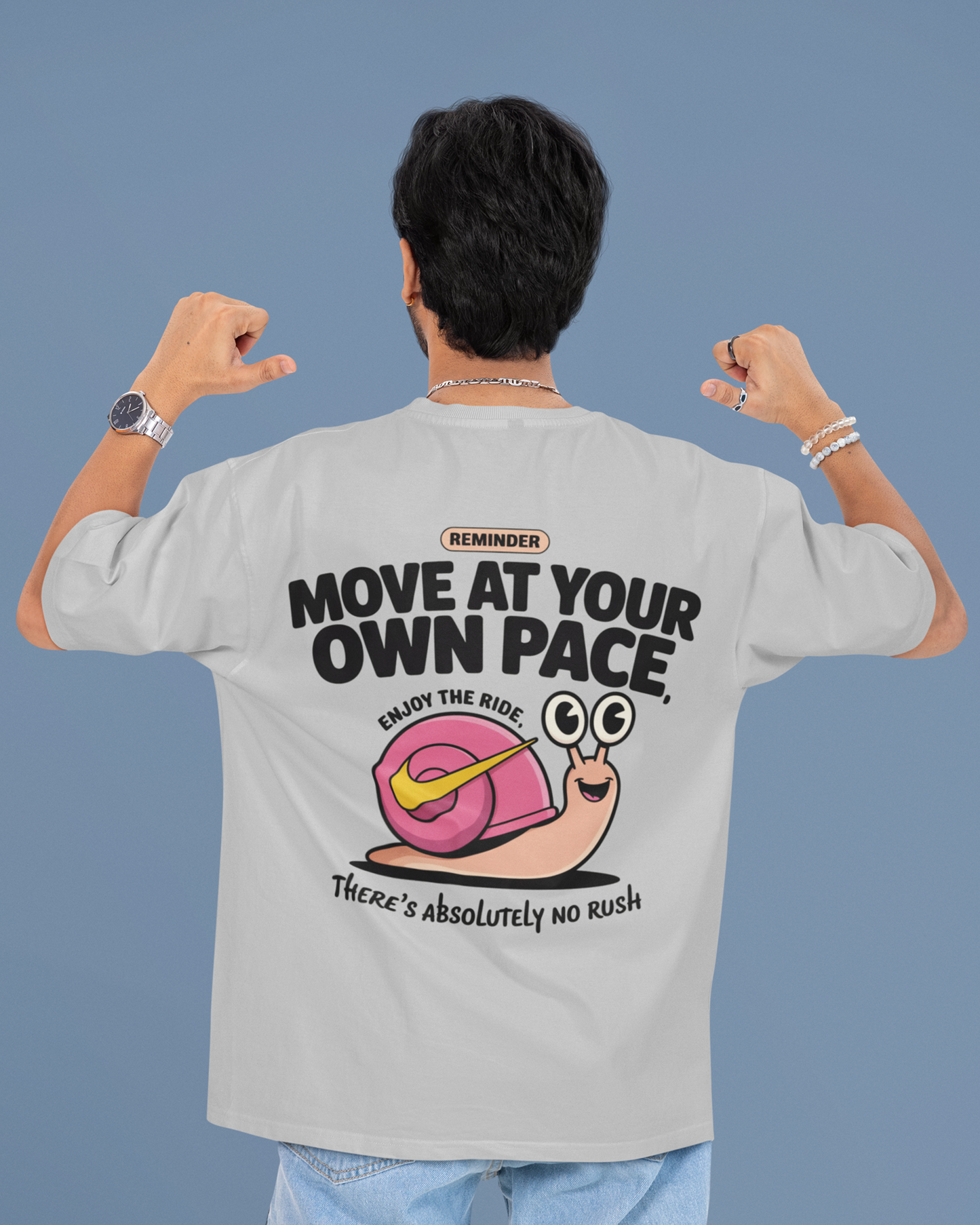 Blexee Mens Move at Your Own Pace Oversized T-Shirt