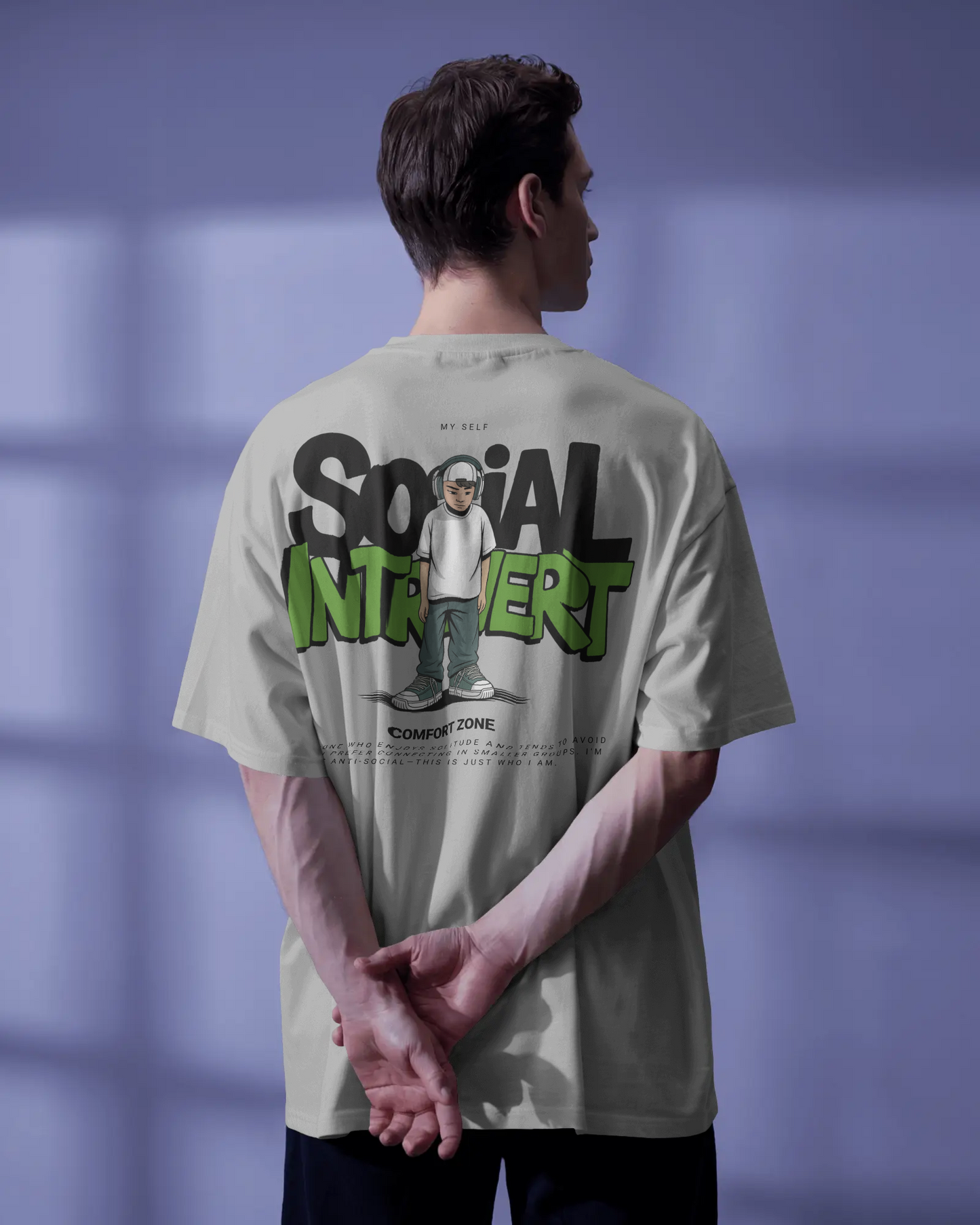 Blexee Men’s Social Introvert Oversized T-shirt
