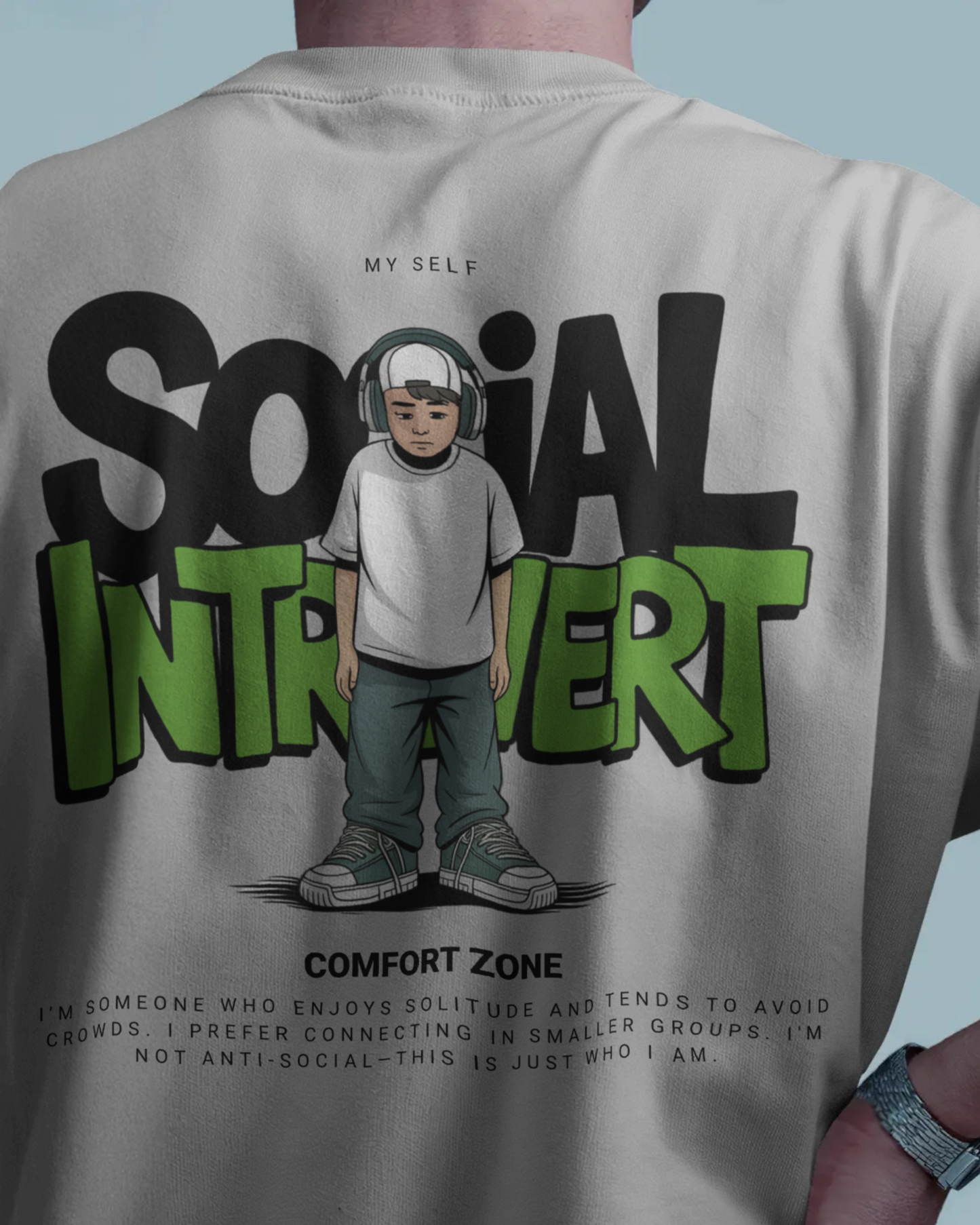 Blexee Men’s Social Introvert Oversized T-shirt