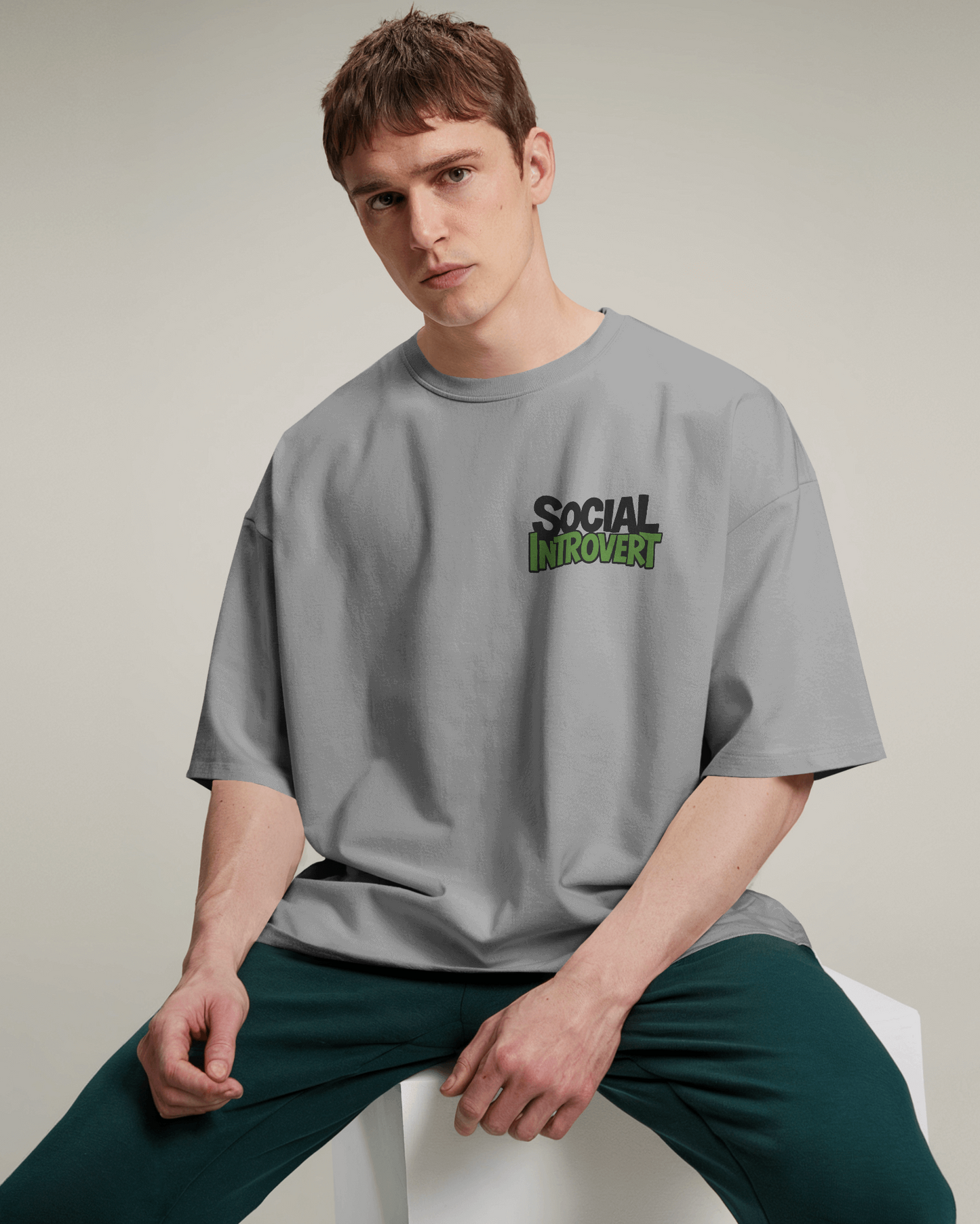 Blexee Men’s Social Introvert Oversized T-shirt