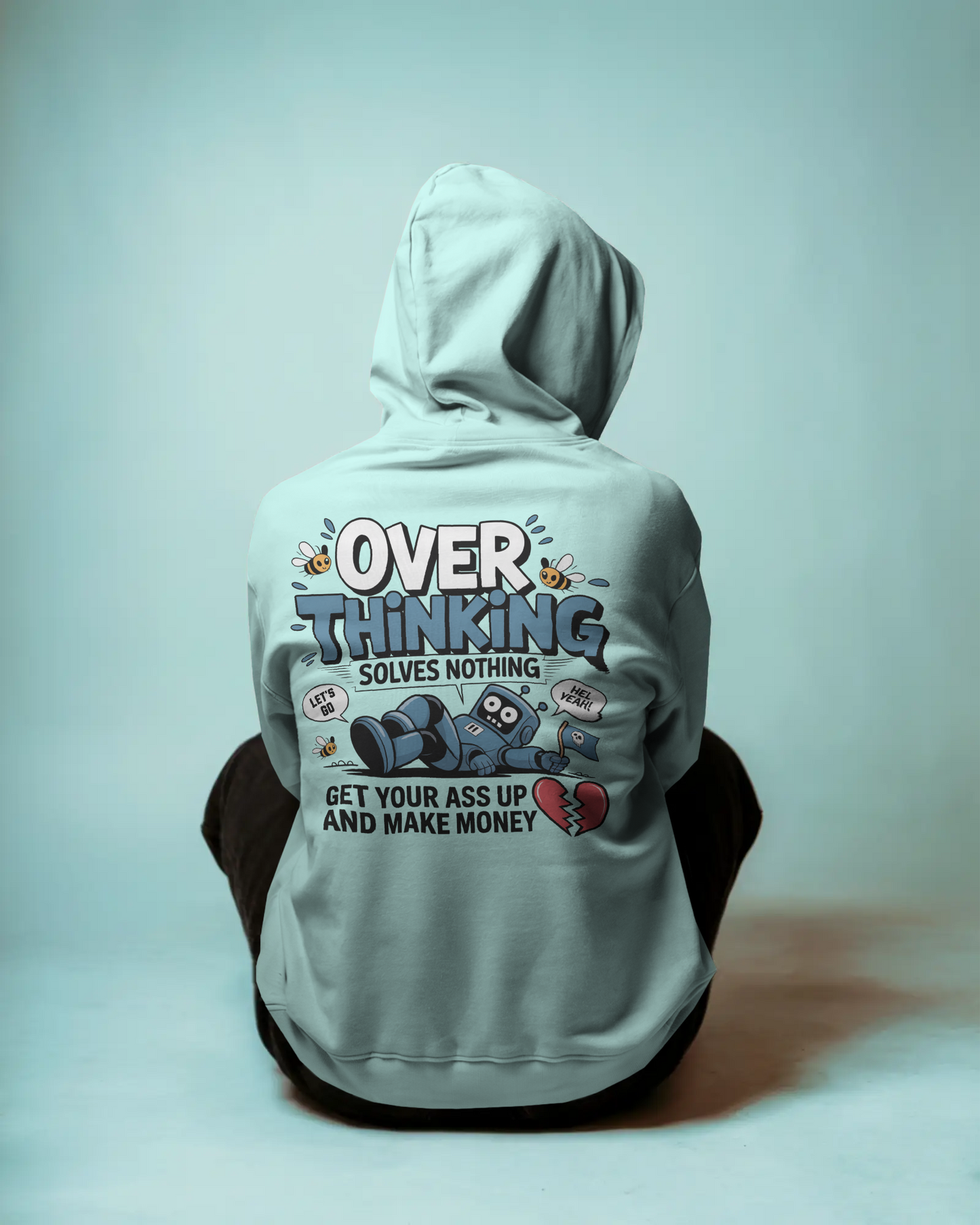 Blexee Men’s Over Thinking Solves Nothing Hoodie