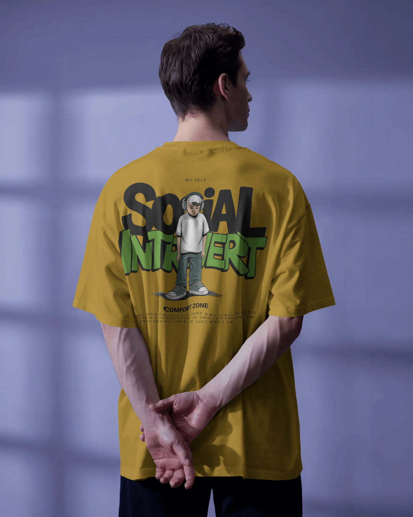 Blexee Men’s Social Introvert Oversized T-shirt