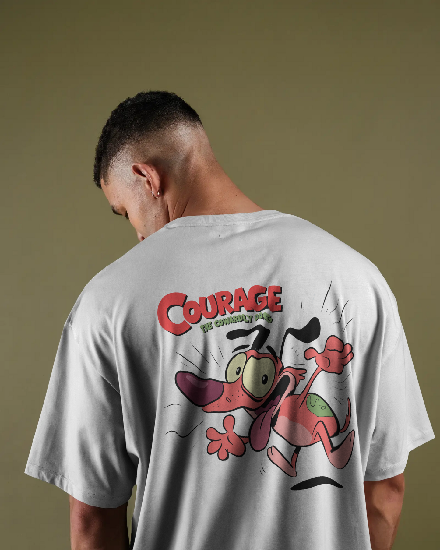 Blexee Mens Courage The Cowardly Dog Oversized T-Shirt