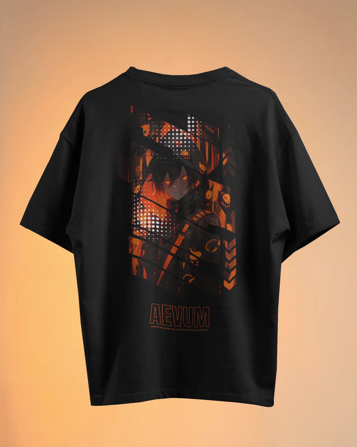 Blexee Men's Black Aevum Graphic Printed Oversized T-shirt